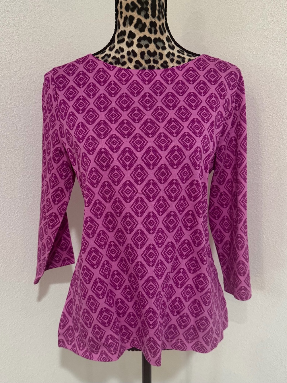 Christopher & Banks Purple Geometric Long Sleeve Top